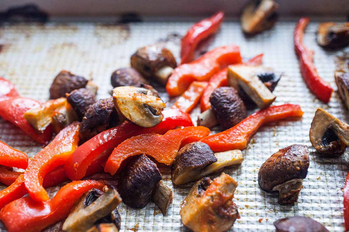 Lo mein with Chicken roast the veggies