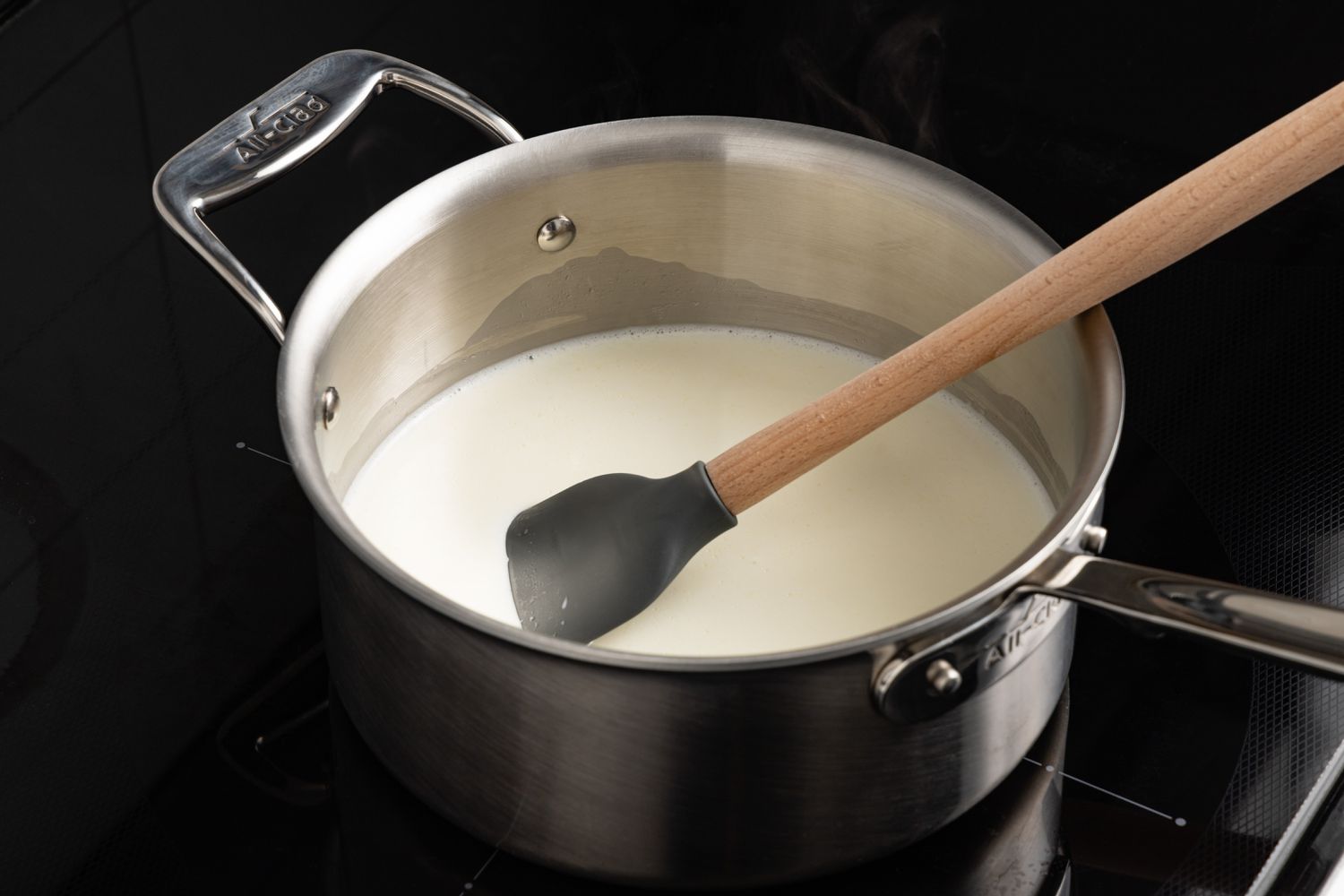 Pot of Milk on Stove for Vanilla Custard