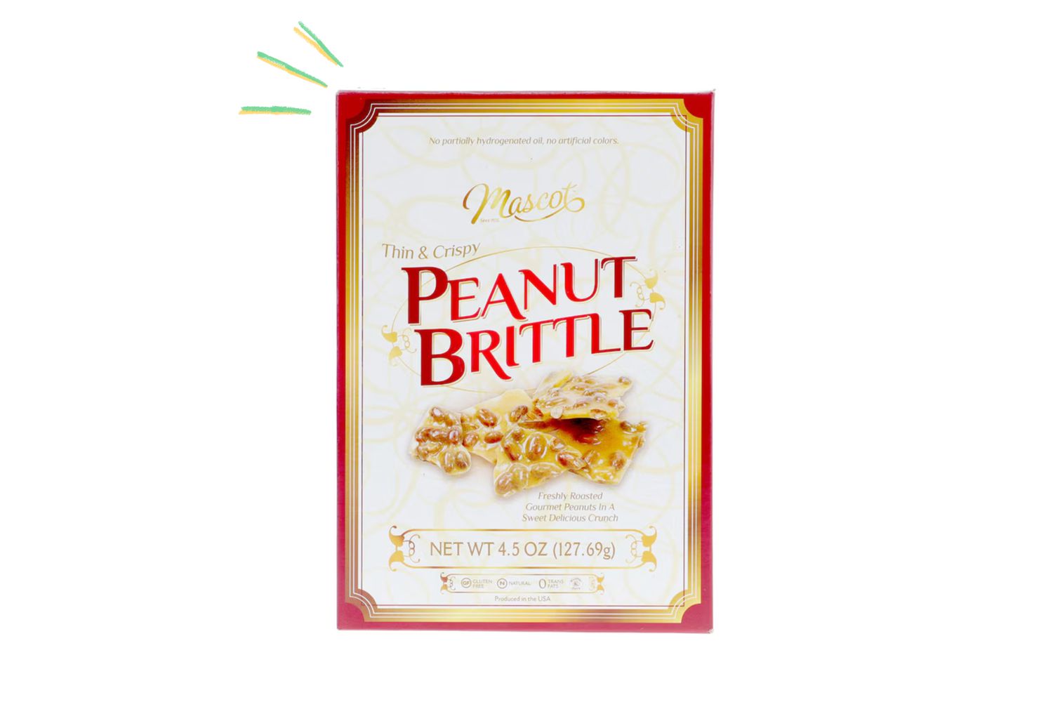 A box of Mascot Peanut Brittle