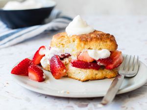 Strawberry shortcake on a plate