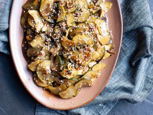 Zucchini Stir-Fry on a Platter