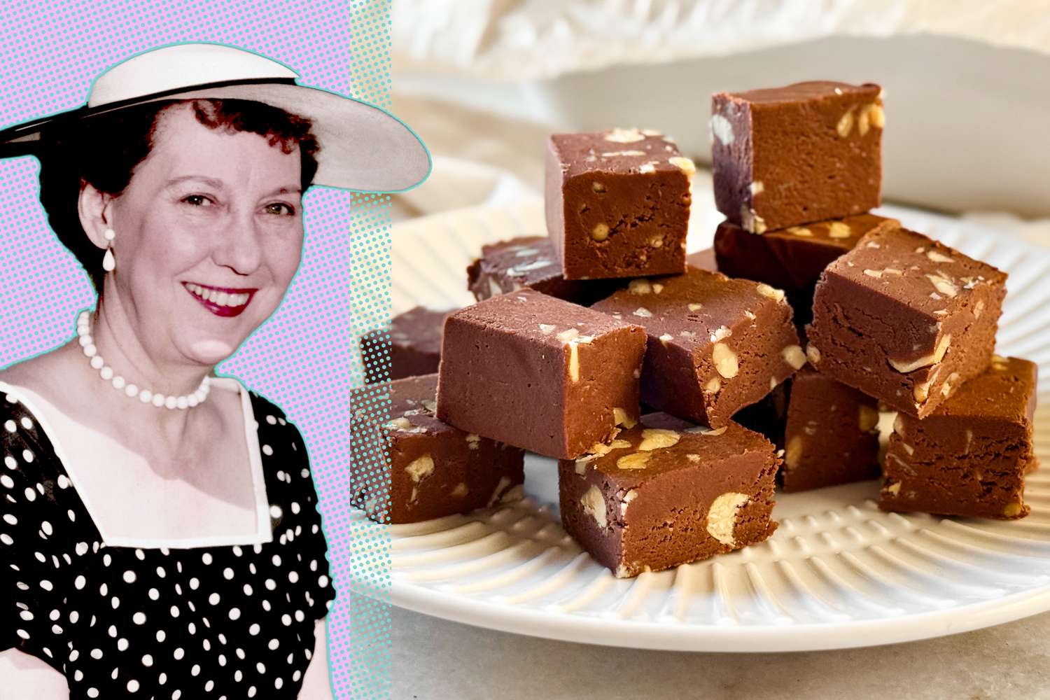 Mamie Eisenhower and a dish of her famous Million Dollar Fudge