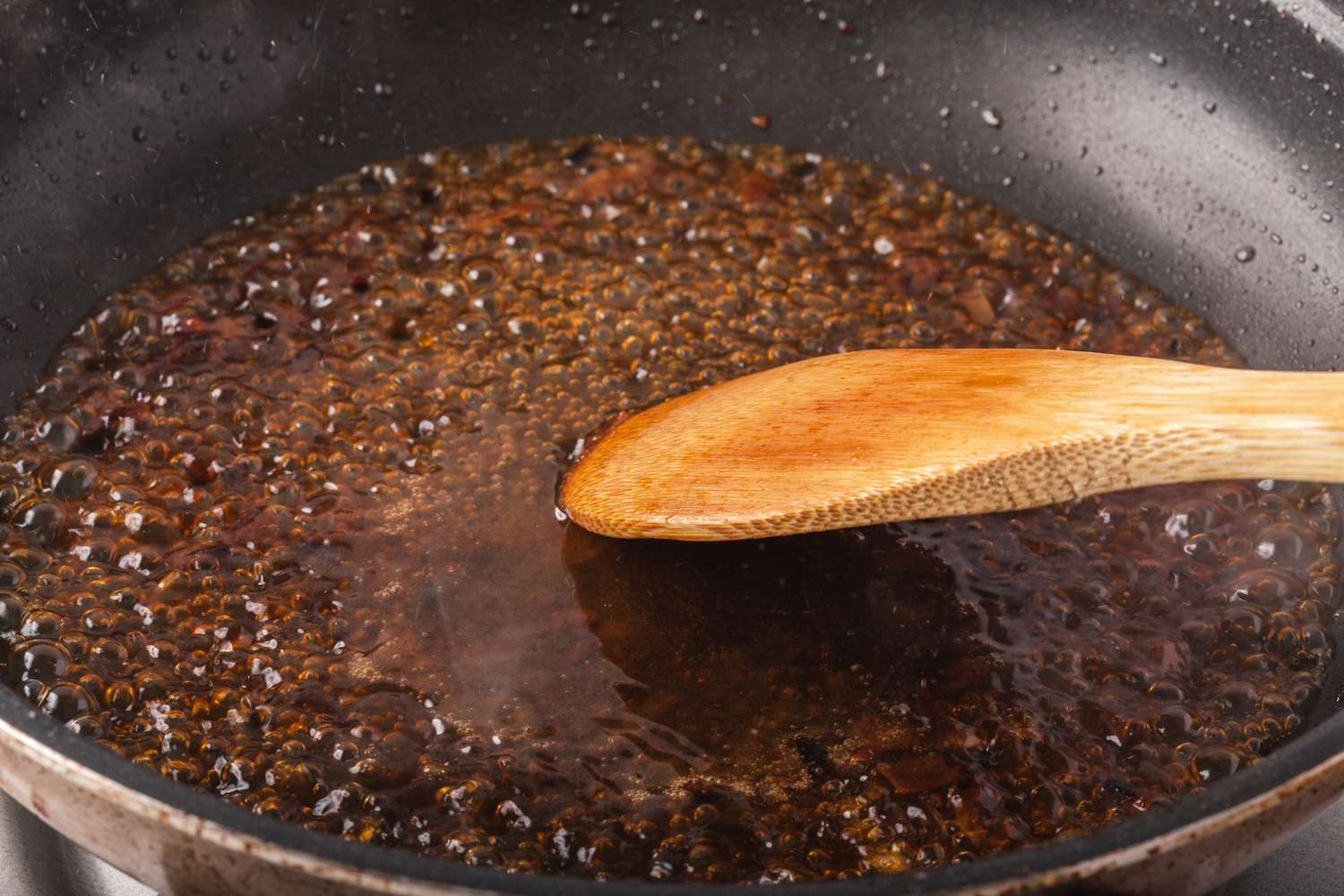 Making the sauce for a chicken marsala recipe.
