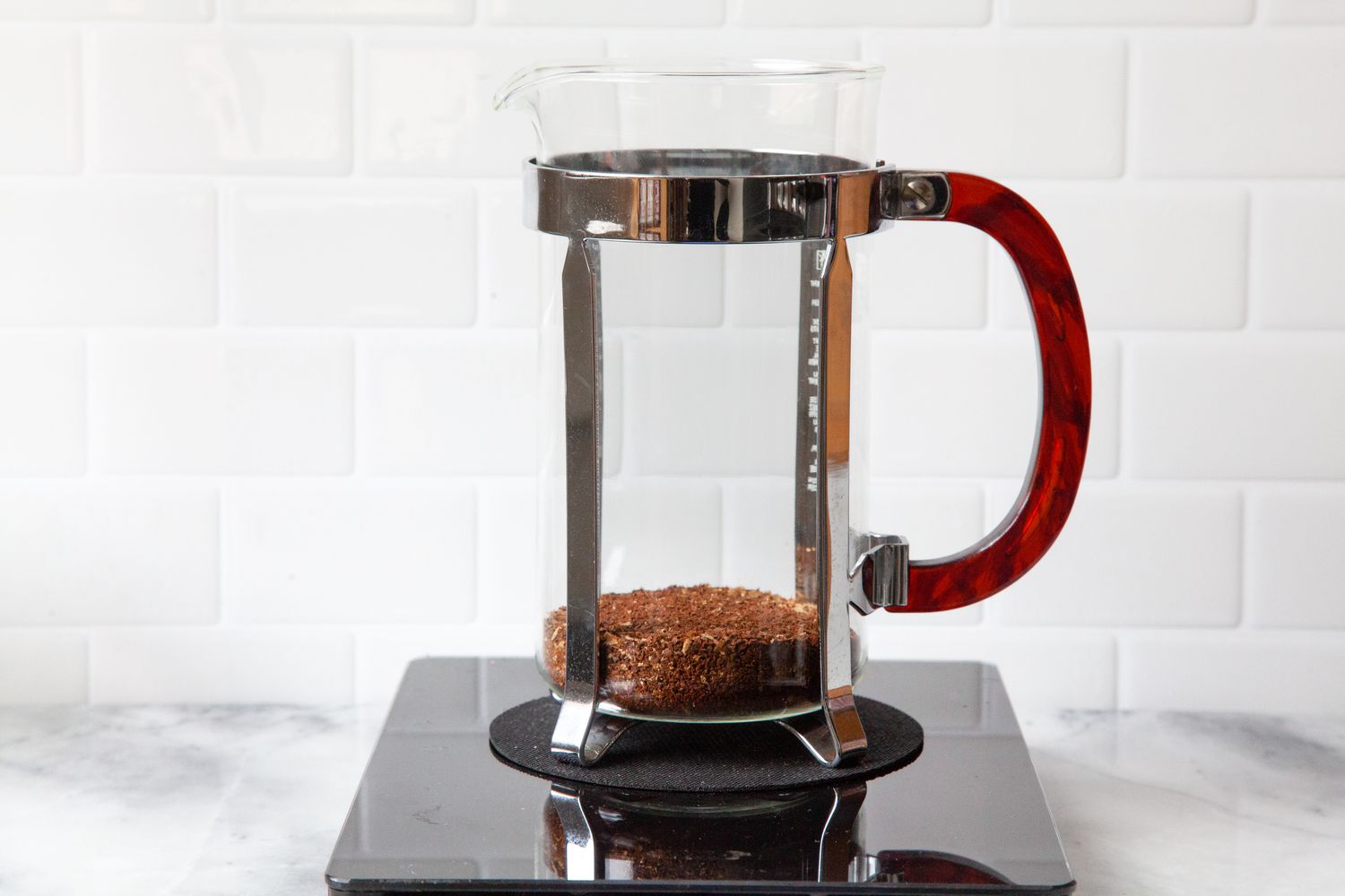 Coffee Grounds in a French Press for How To Make French Press Coffee