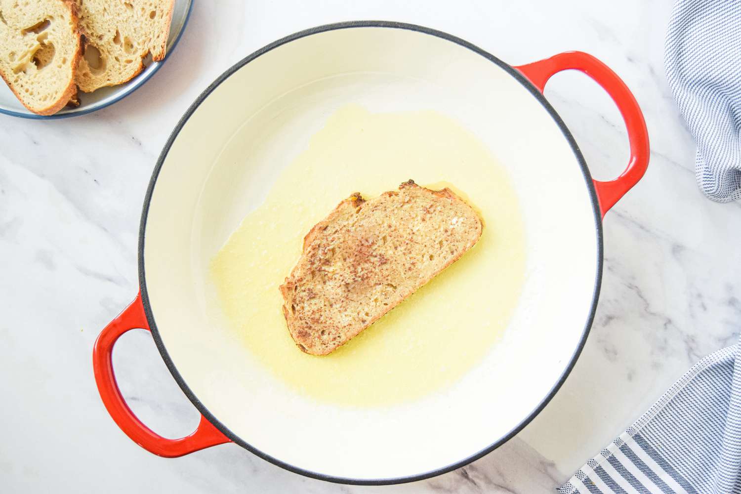 Frying Bread in Recipe for French Toast 