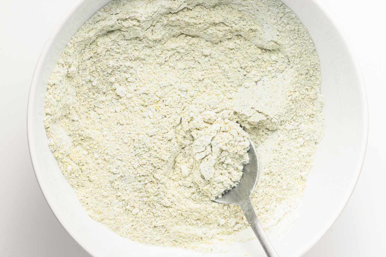 Bowl of Dry Ingredients for Pistachio Cardamom Tres Leches Cake