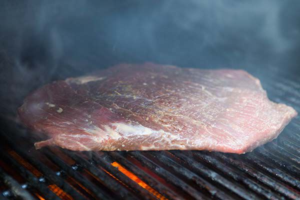 Grilling teriyaki steak