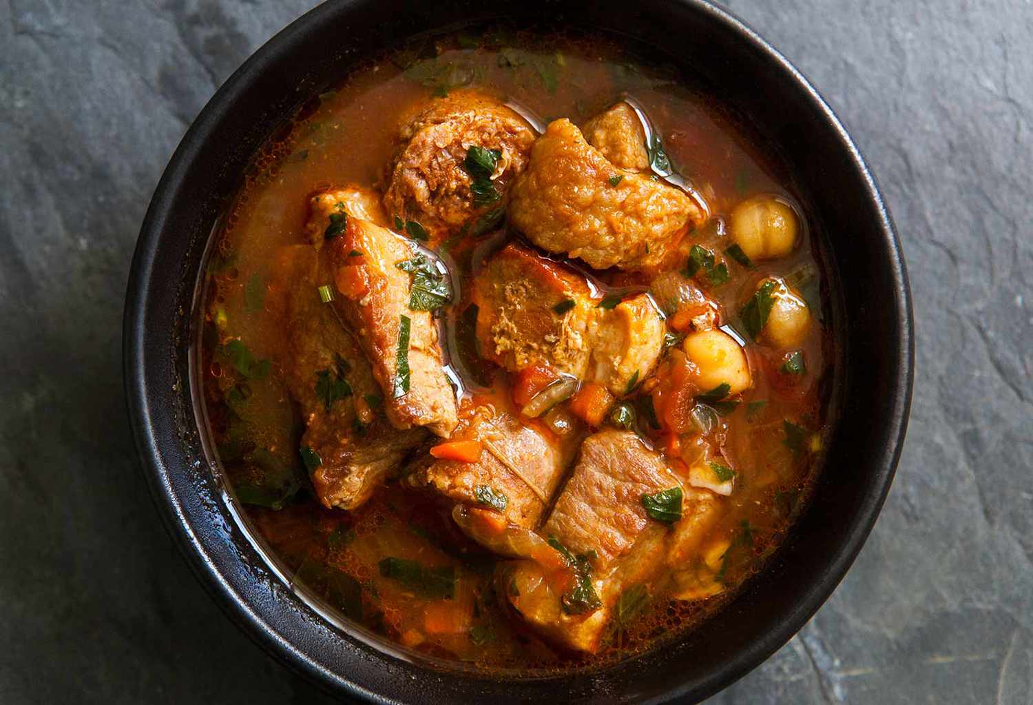 Spicy Pork Chickpea Sausage Stew