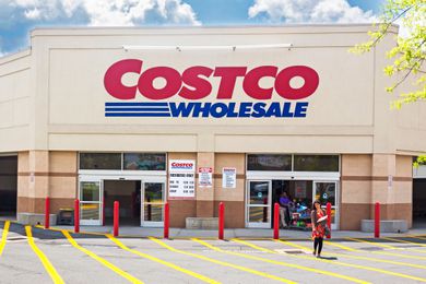 Costco Wholesale storefront with visible logo and parking area