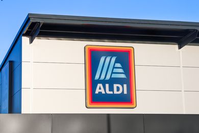 Aldi brand logo on storefront