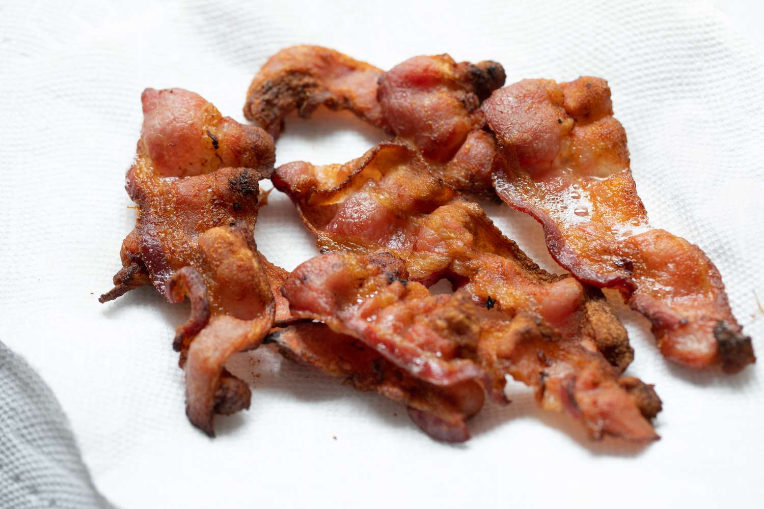 Air Fryer Bacon on Paper Towels