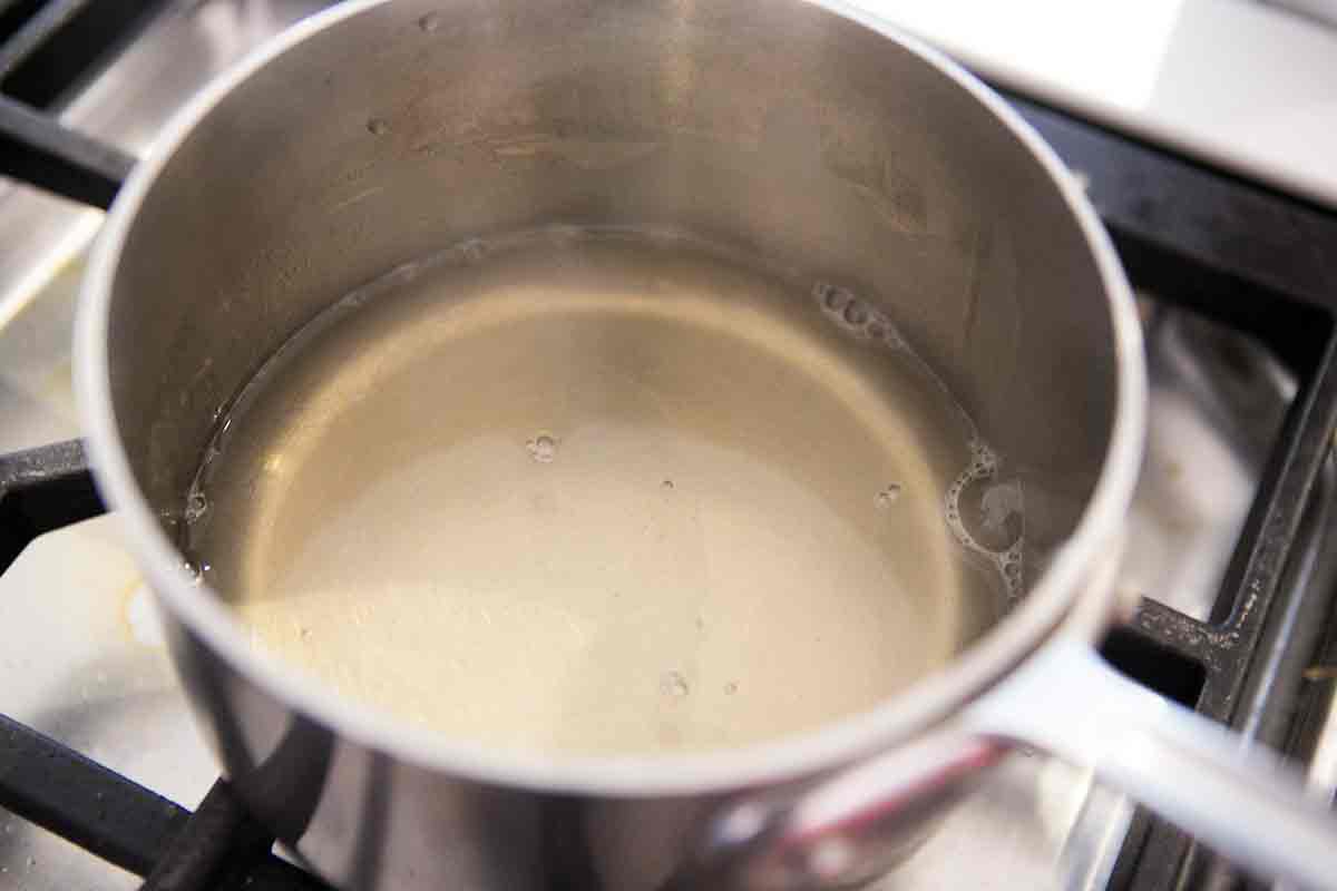 heat gelatin and water for salmon mousse