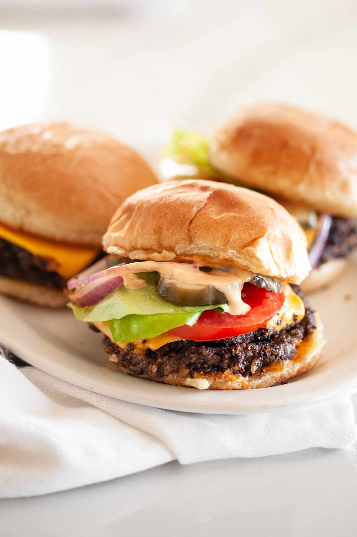 Plate of Black Bean Smash Burgers