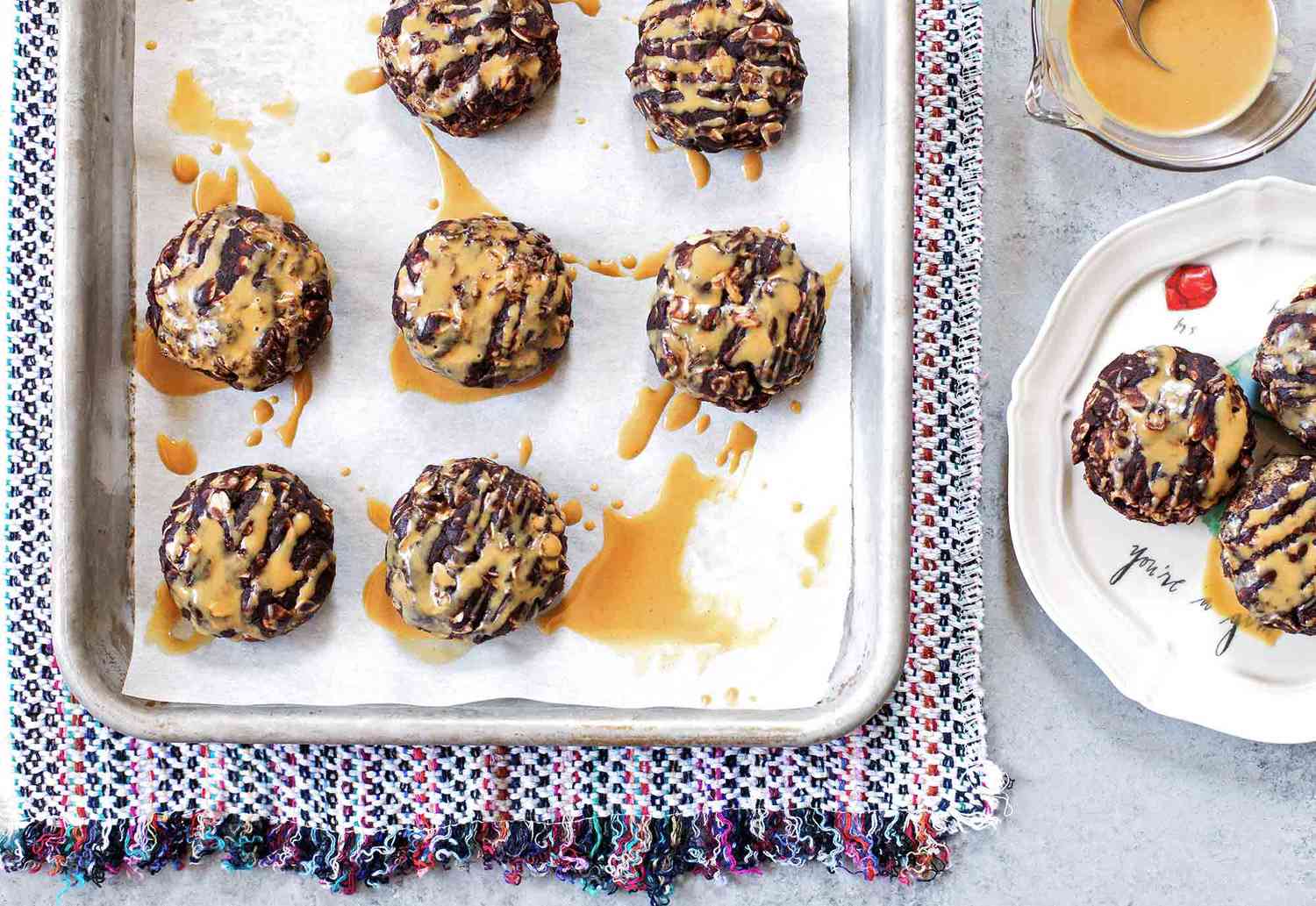 Peanut Butter No Bake Cookies drizzled with extra peanut butter