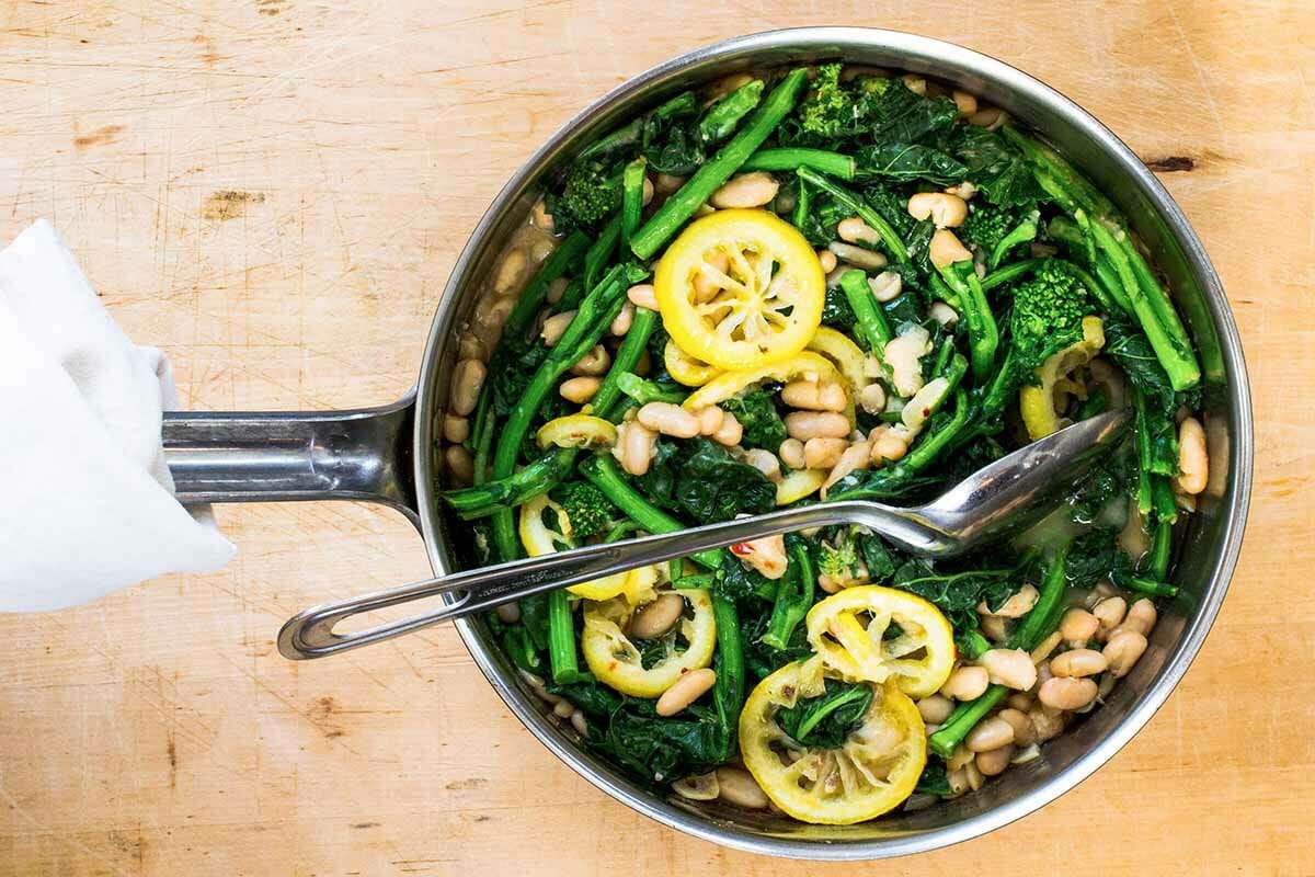 Broccoli Rabe with White Beans and Lemon cook the broccoli
