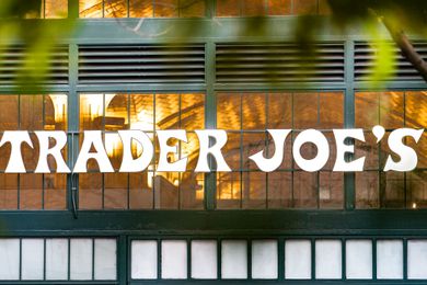 Signage outside the Trader Joe's Upper East Side Bridgemarket grocery store in New York, U.S