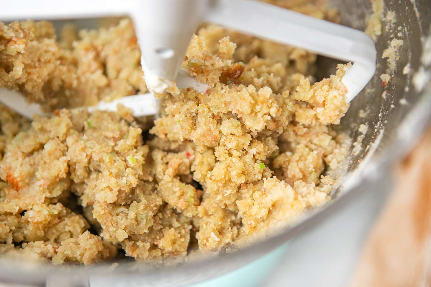 Cake Crumbled in Mixer for Funfetti Cake Pop Recipe