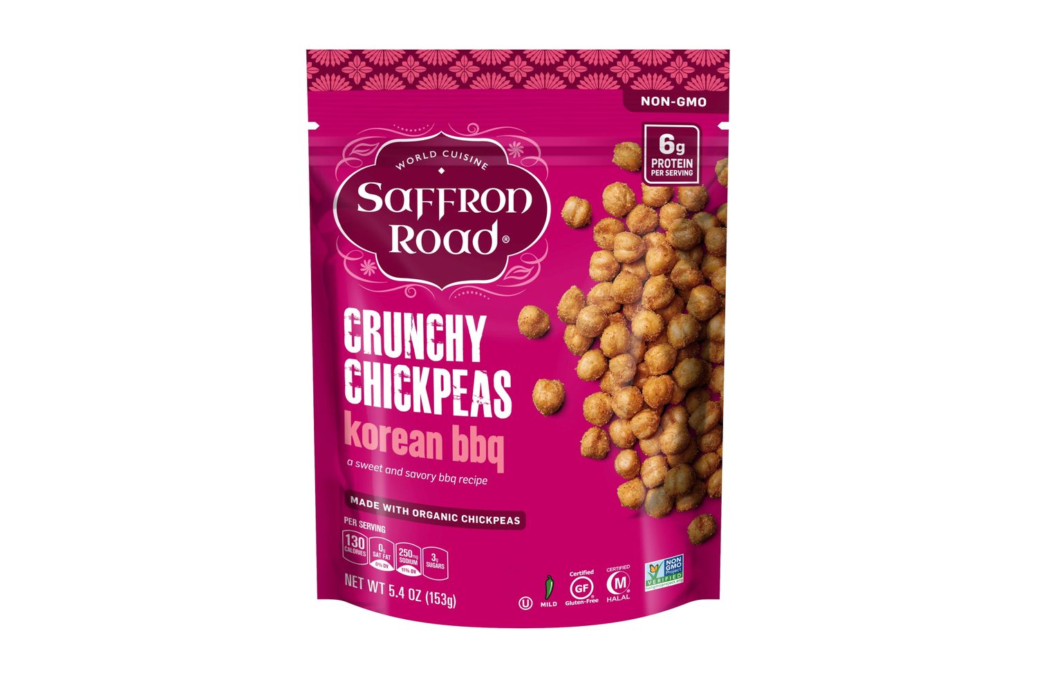Package of Saffron Road Crunchy Chickpeas Korean BBQ flavor
