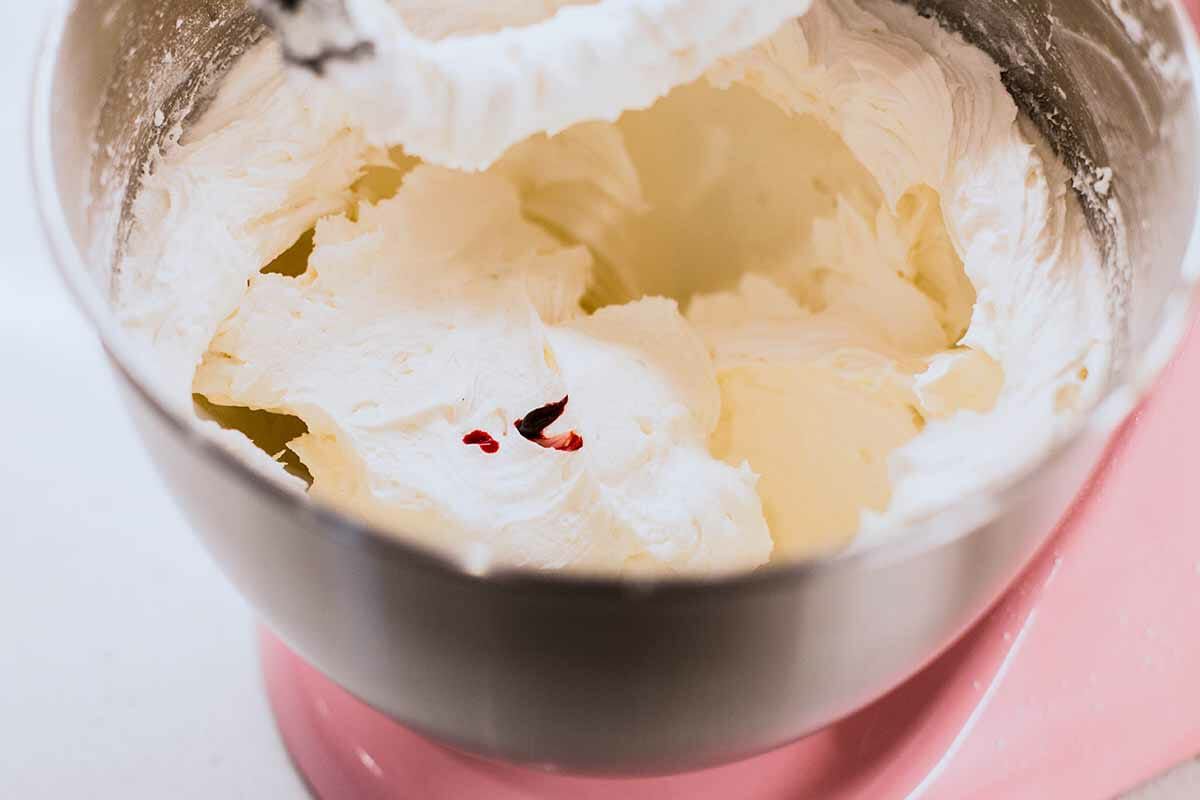 Food coloring added to frositng for frosted sugar cookies.