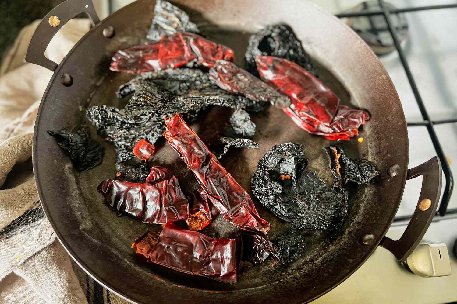 Toast Peppers for Grilled Pork Chops with Adobo Paste