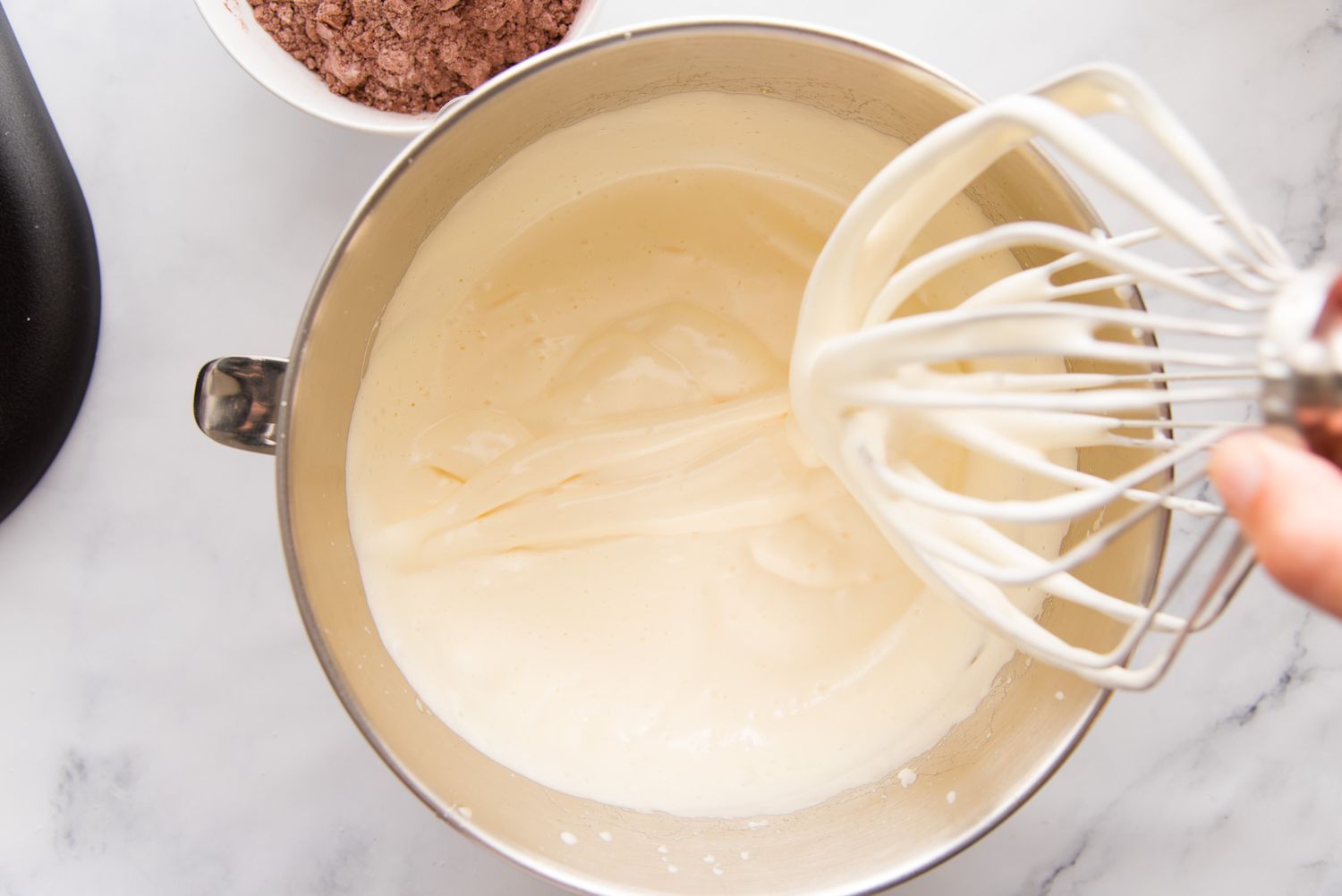 Whipping batter to make the best swiss roll cake recipe.
