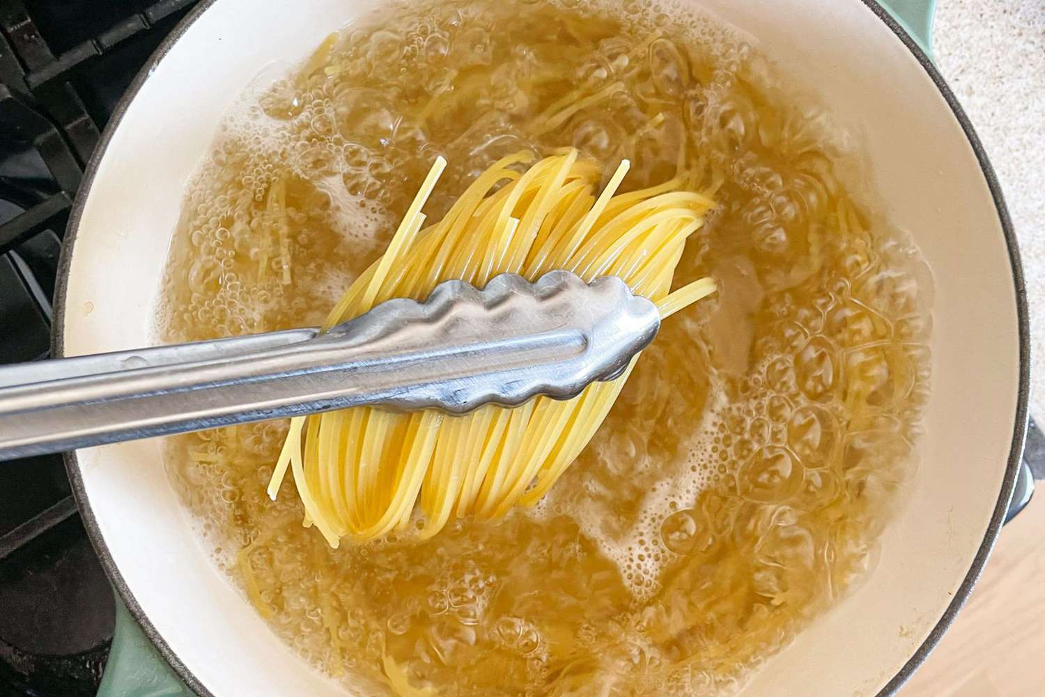 some pasta lifted from a bot of pasta cooking