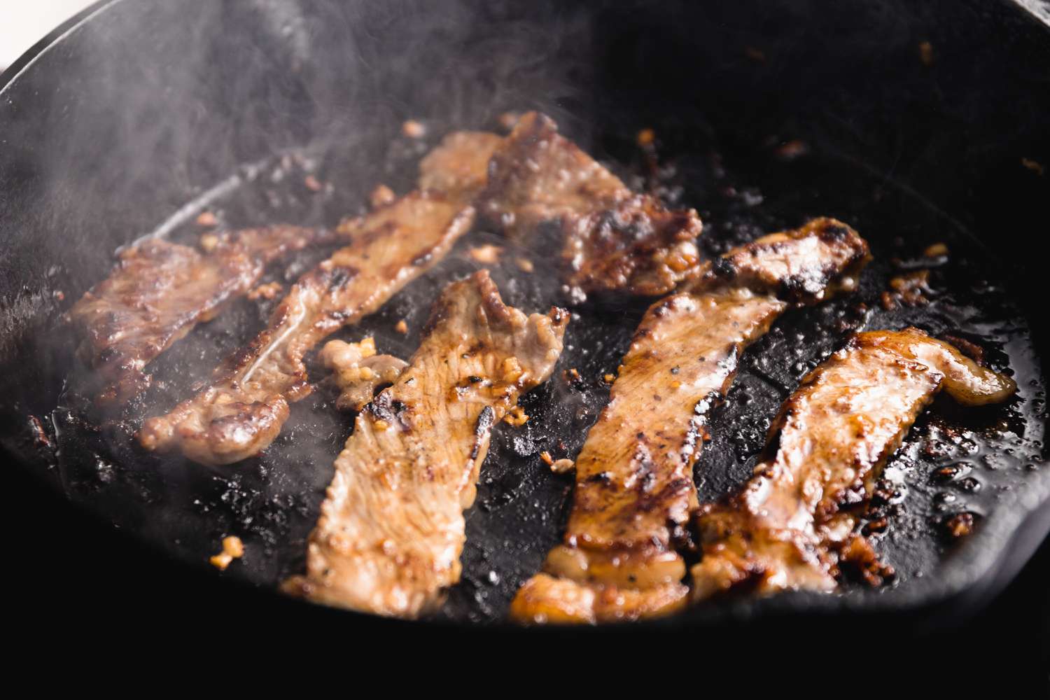 Beef in Cast Iron Skillet for Beef Bulgogi