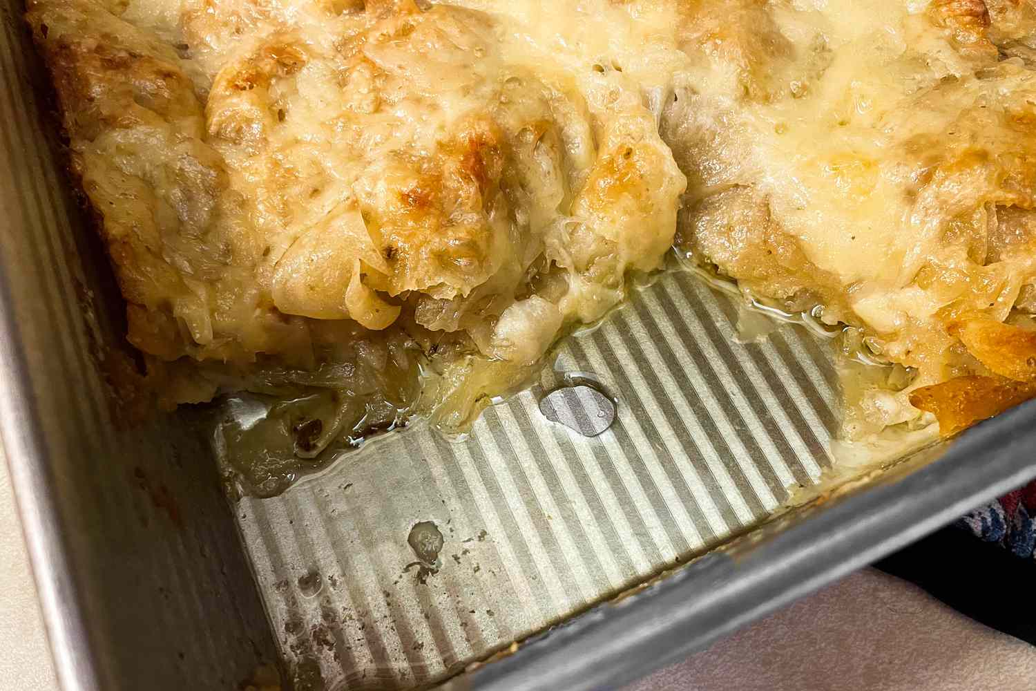 Pool of Oil in the Pan of Lay's 3-Ingredient Potato Chip Gratin