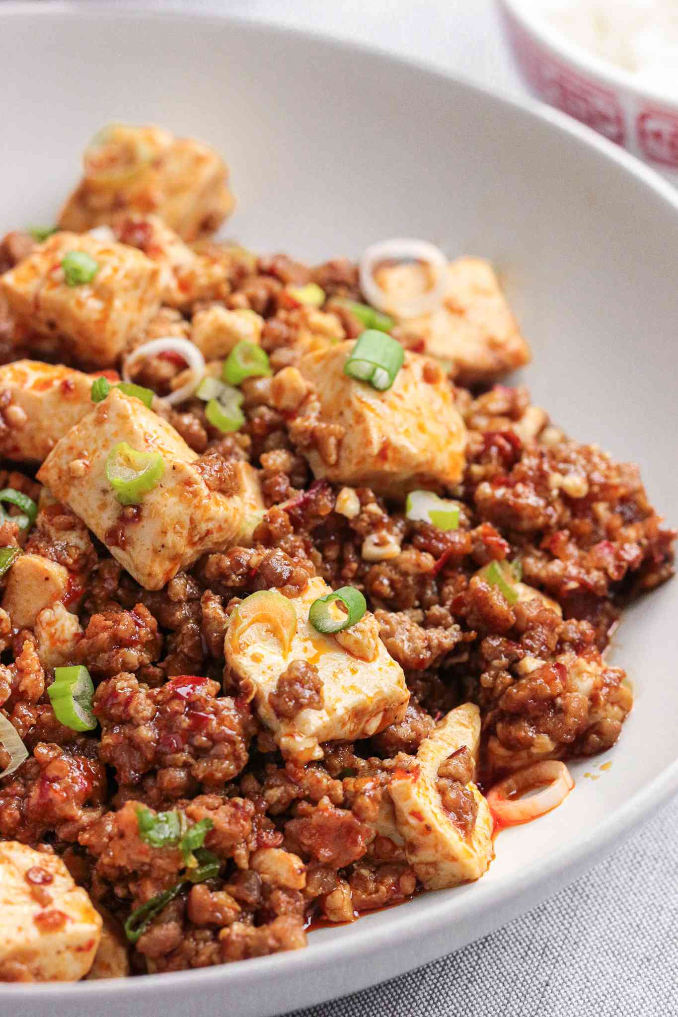Mapo Tofu in a Pasta Bowl 