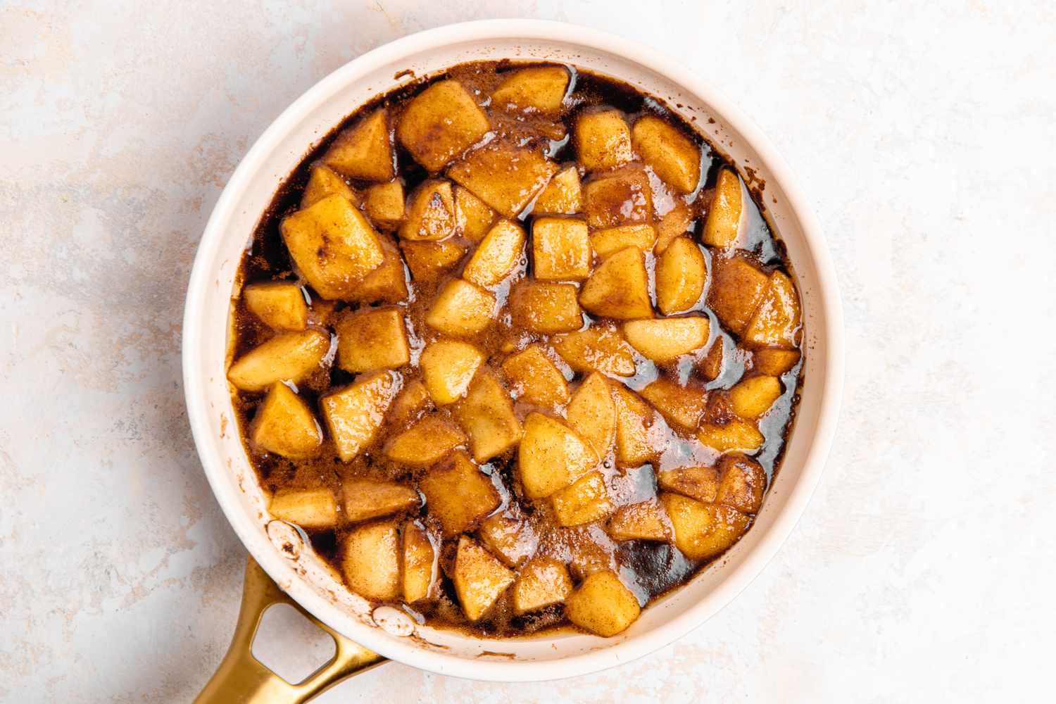 Apple Filling on a Skillet for Bread Pudding Recipe