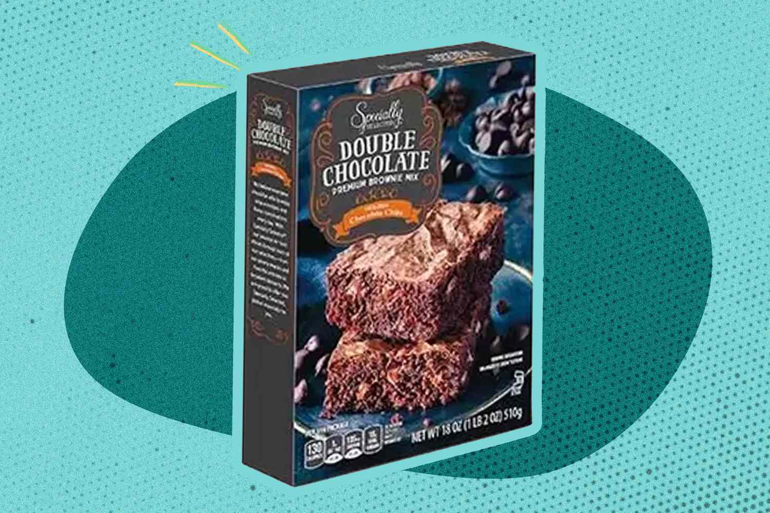 ALDI Double Chocolate box over a colorful background