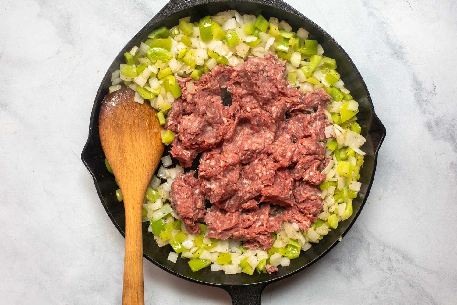 Meat on Top of Vegetables Philly Cheesesteak Sloppy Joes