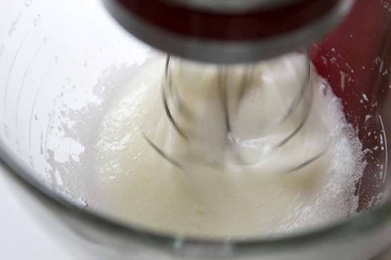 Making meringue for lemon meringue pie