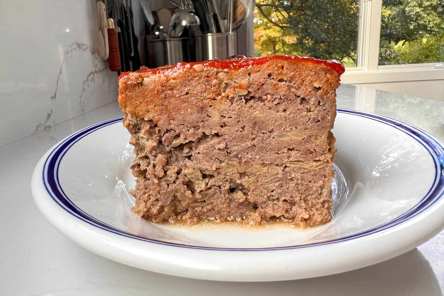 Side view of cut meatloaf