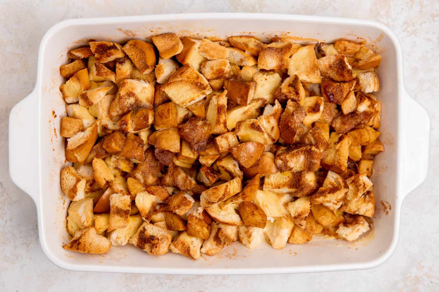 Apple Bread Pudding in a Casserole Dish