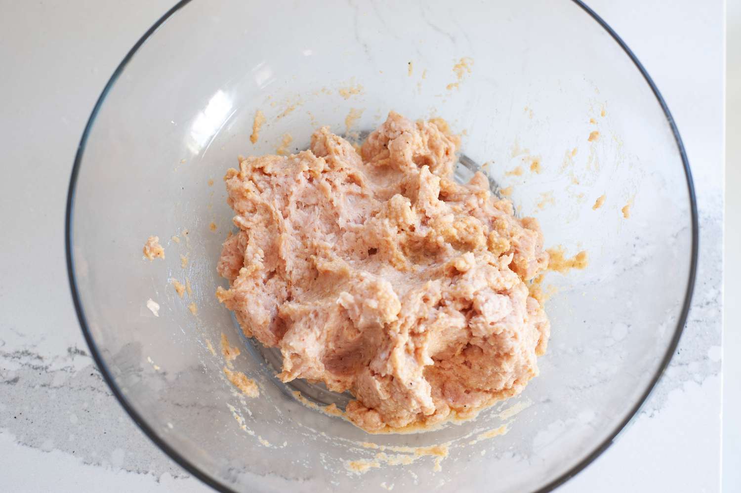 Meatball mixture in bowl.