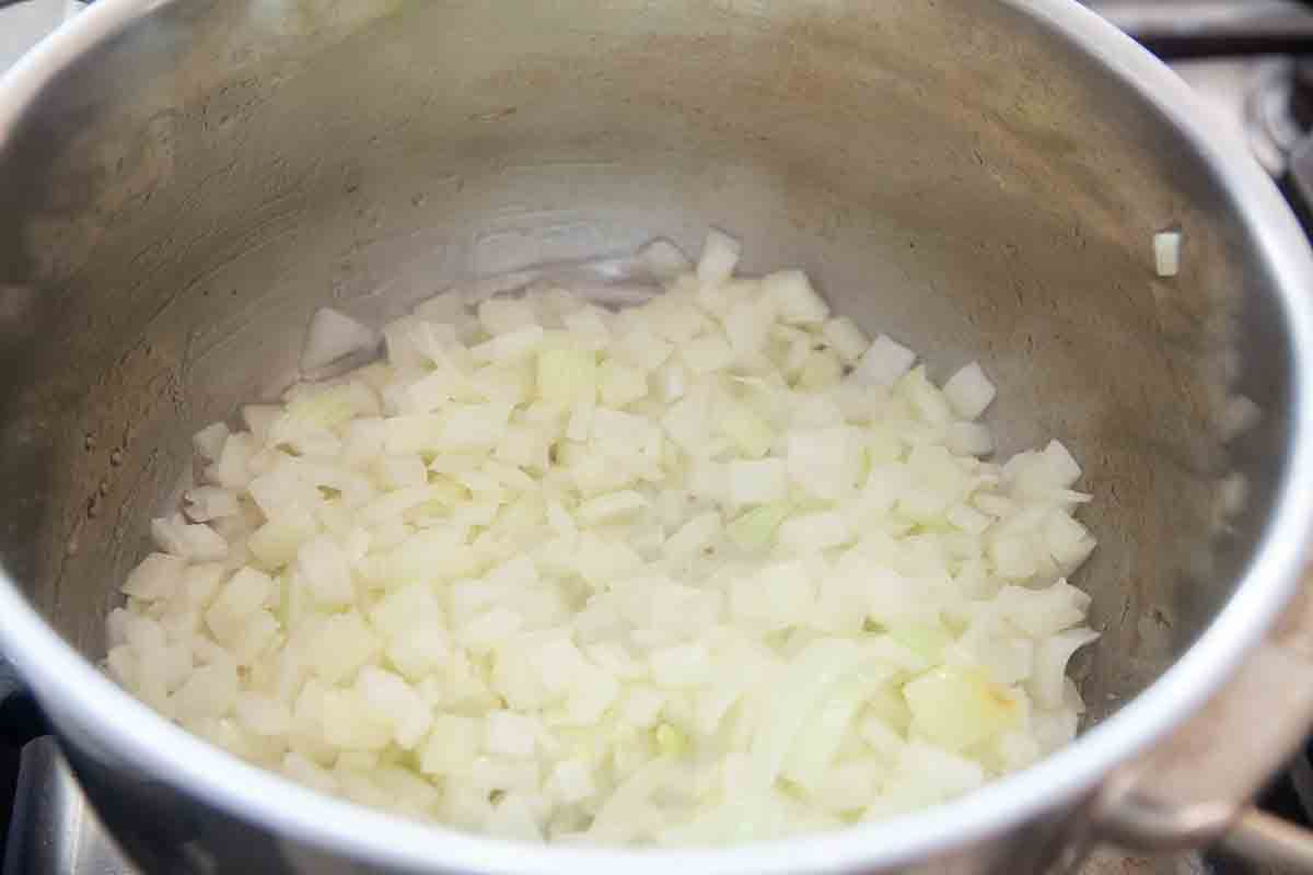 cook onions for base of watercress soup