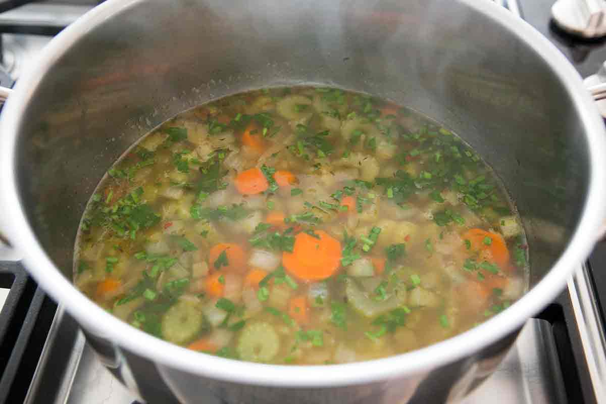 add parsley and onion greens to the chicken soup to help cure a cold