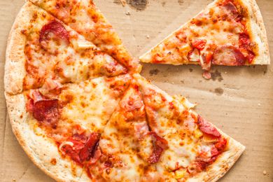 Pizza in a cardboard box