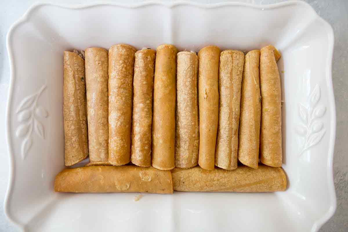 Enchiladas wrapped and ready for green sauce 