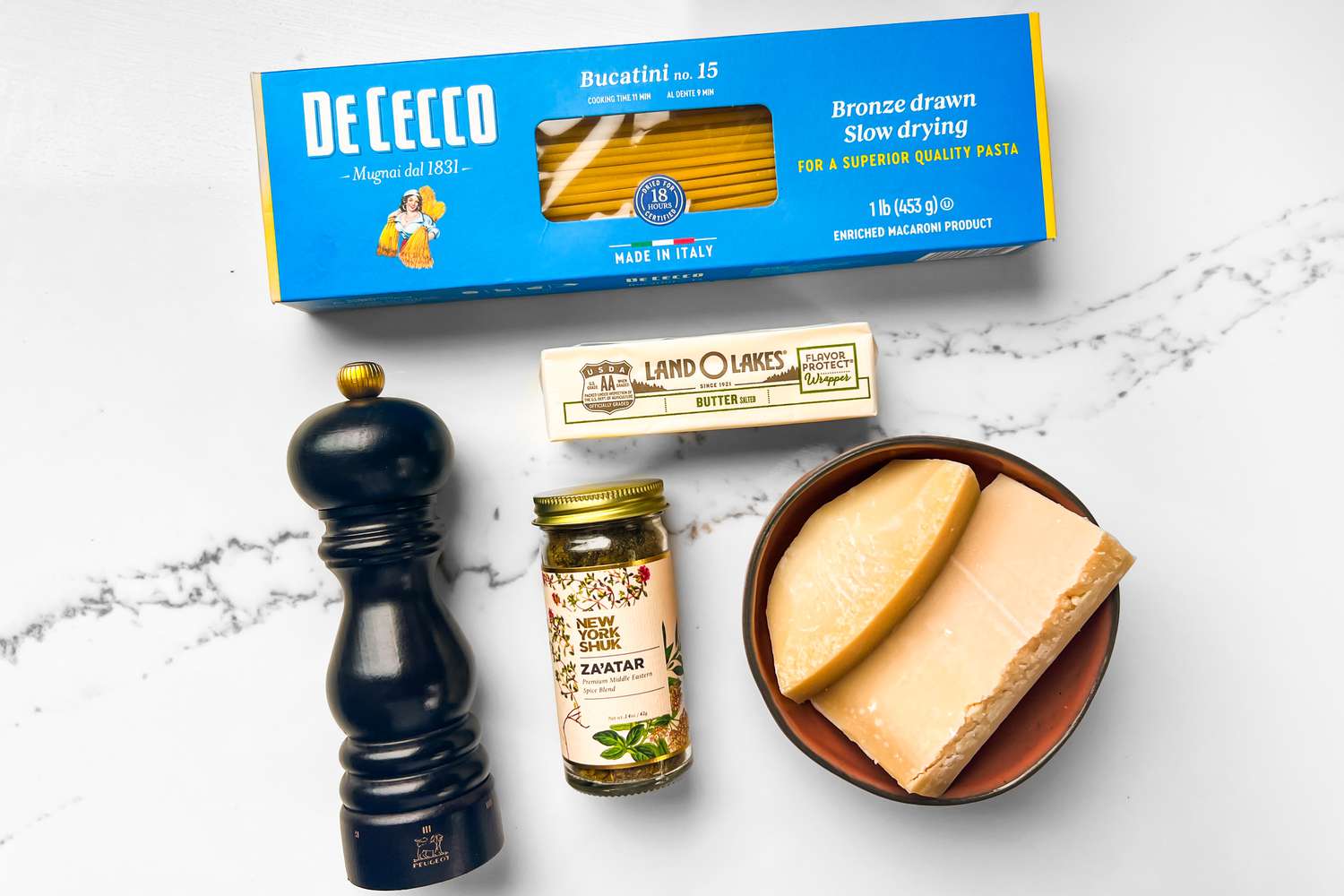 Ingredients to make Yotam Ottolenghi's za'atar cacio e pepe