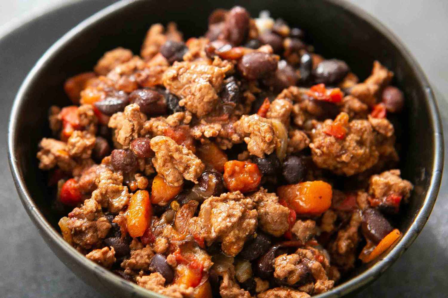 A bowl of Ground Turkey Chili With Black Beans
