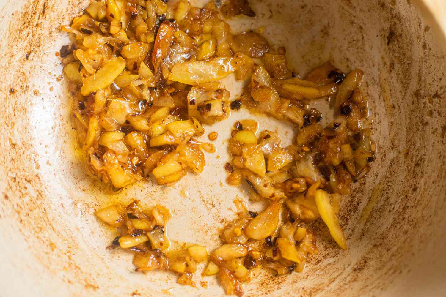 Lemon Pieces SautÃ©ed in the Pot for Lemony Sardine Pasta Recipe