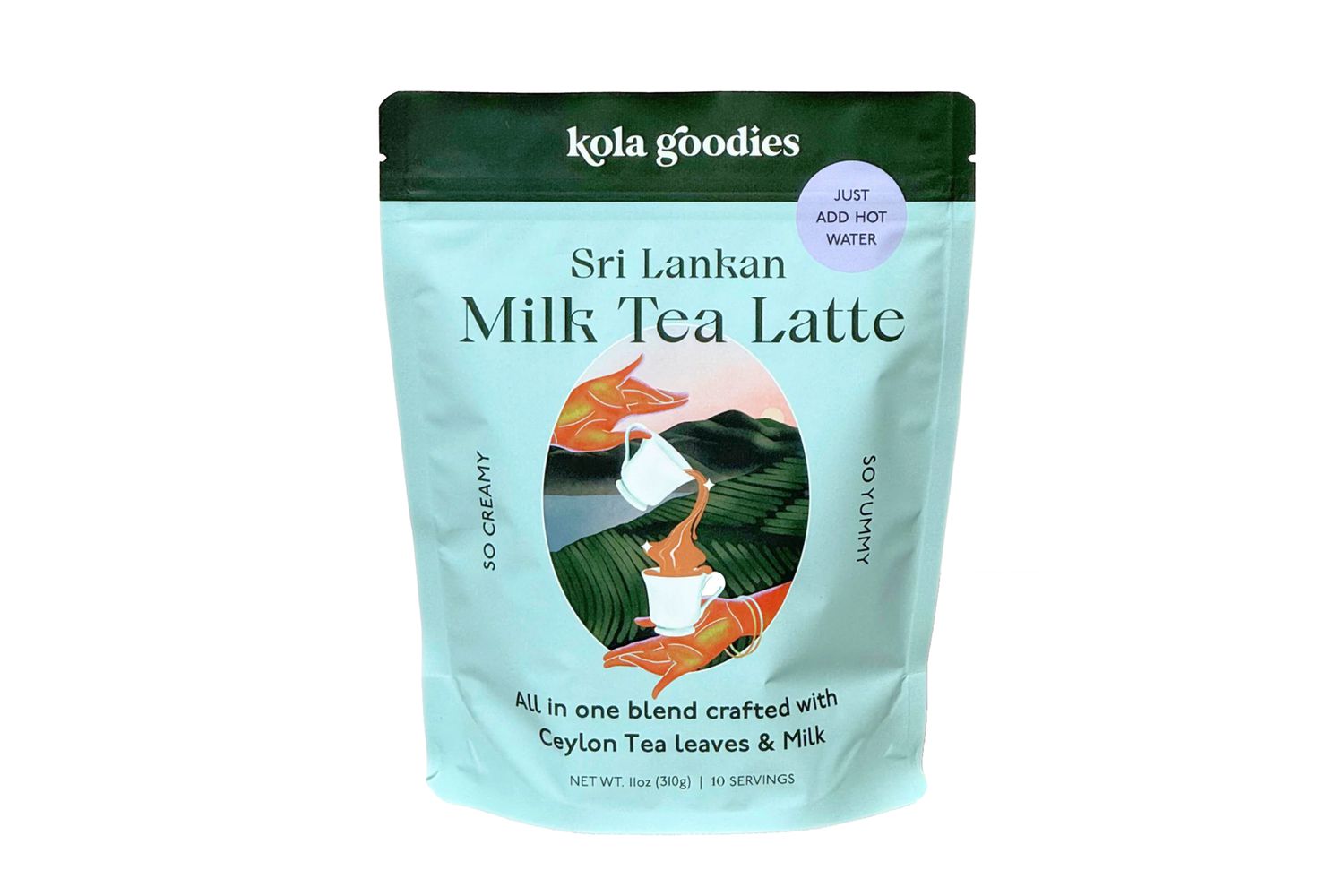 A bag of Kola Goodies Sri Lankan milk tea latte