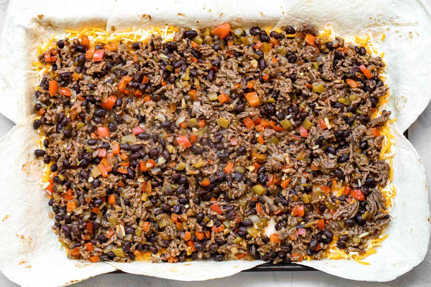 Filling Added on Top of Cheese and Tortillas for Quesadillas Recipe