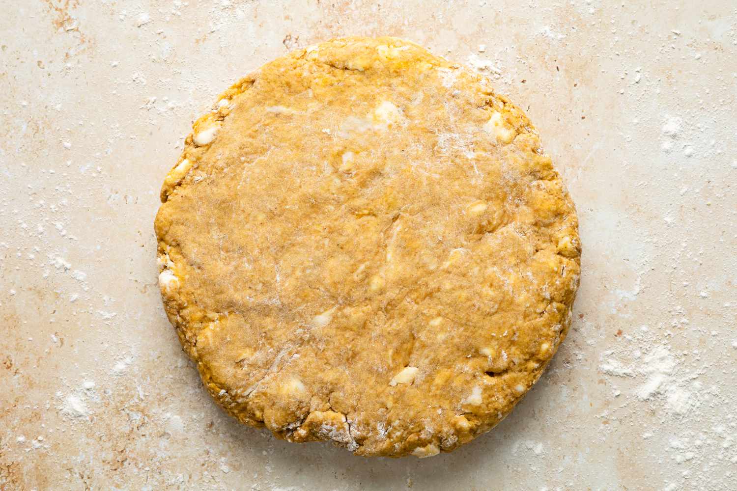 Pumpkin Scones Dough Shaped into a Disk