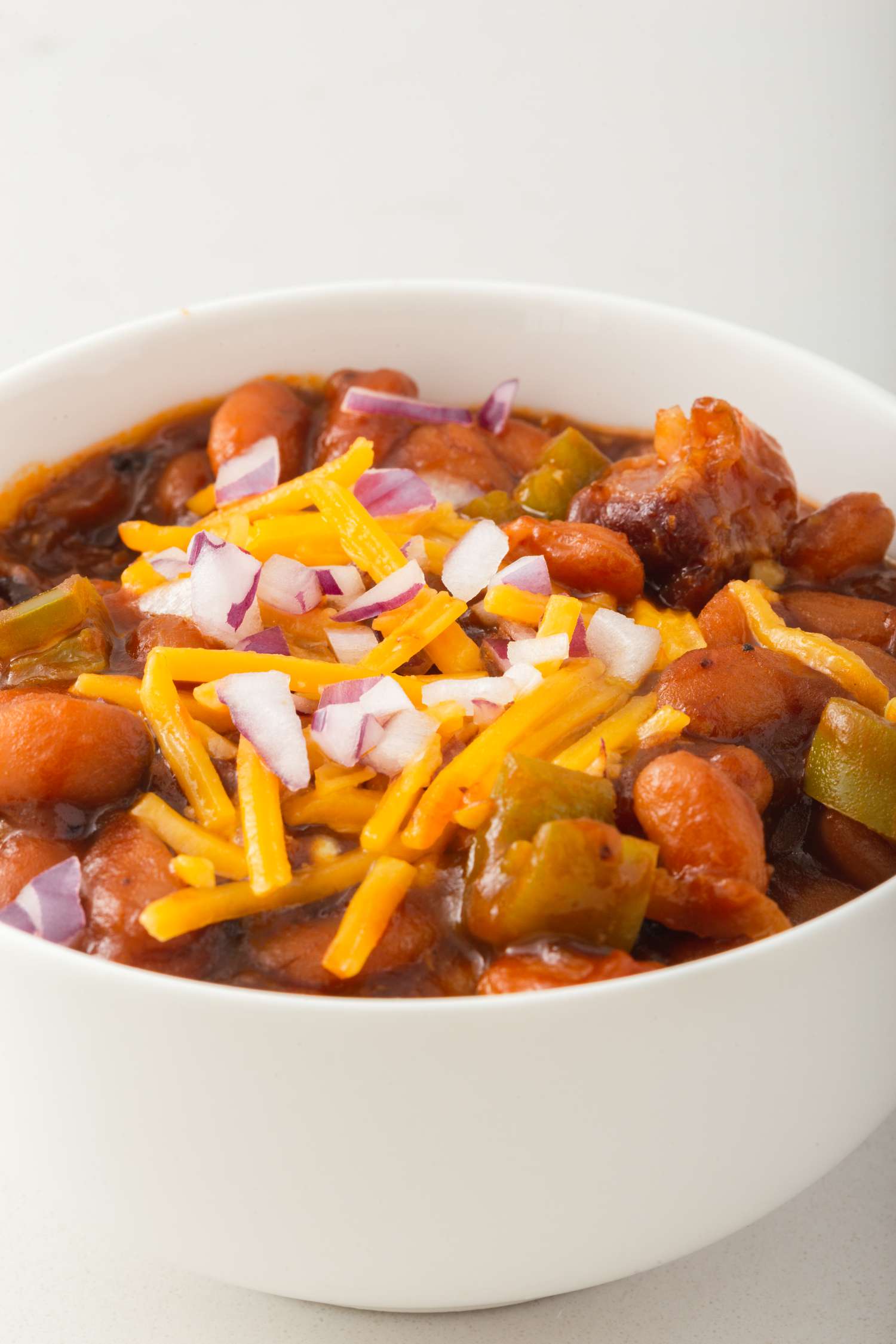 Cowboy beans topped with cheese.