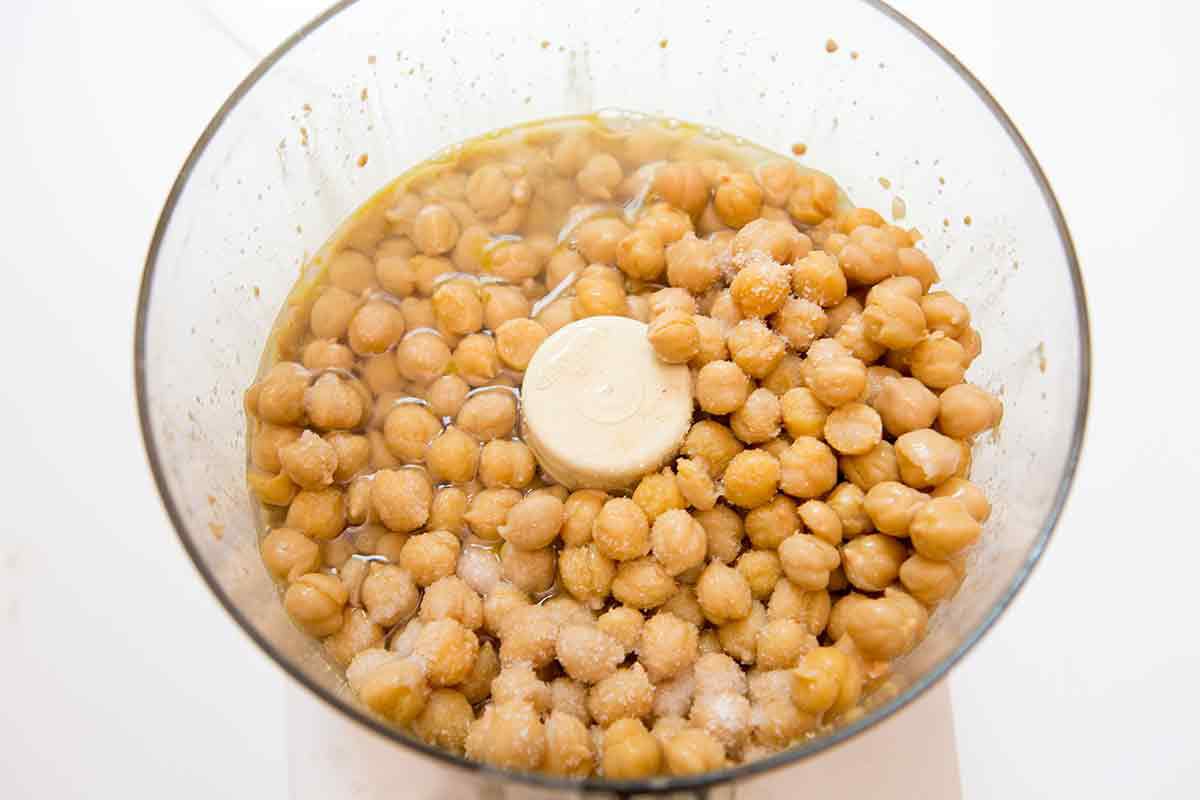 Add the chickpeas to the blender