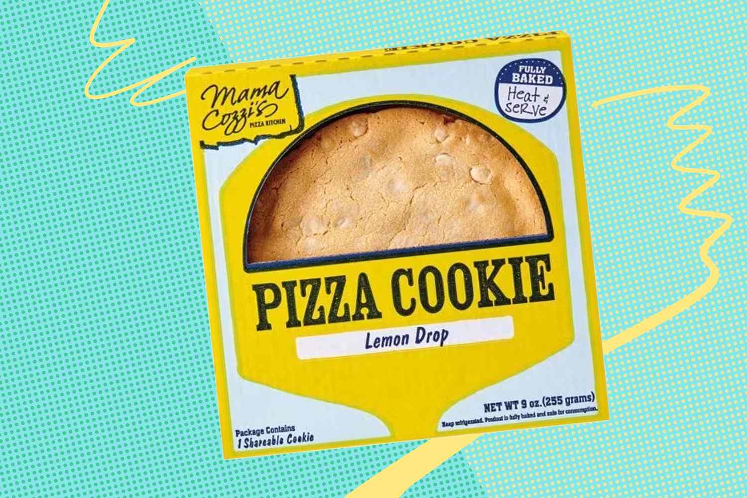 A packaged lemon drop pizza cookie