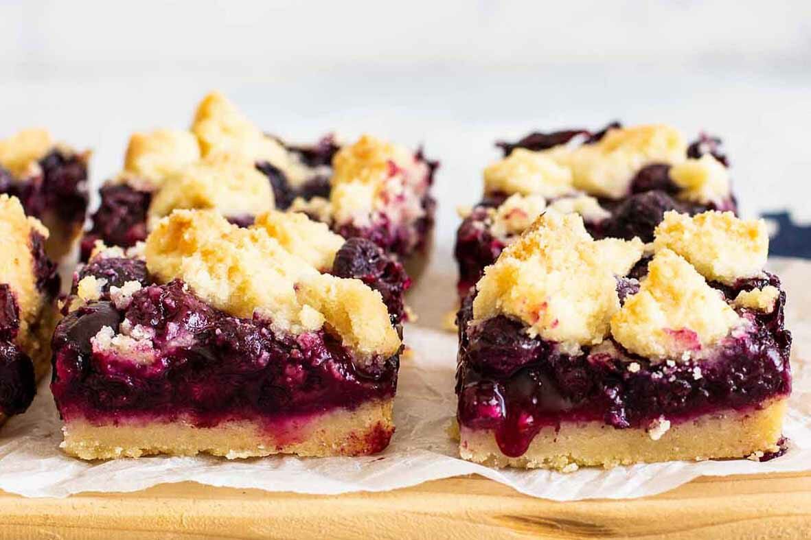 Blueberry Crumb Bars with Shortbread Crust